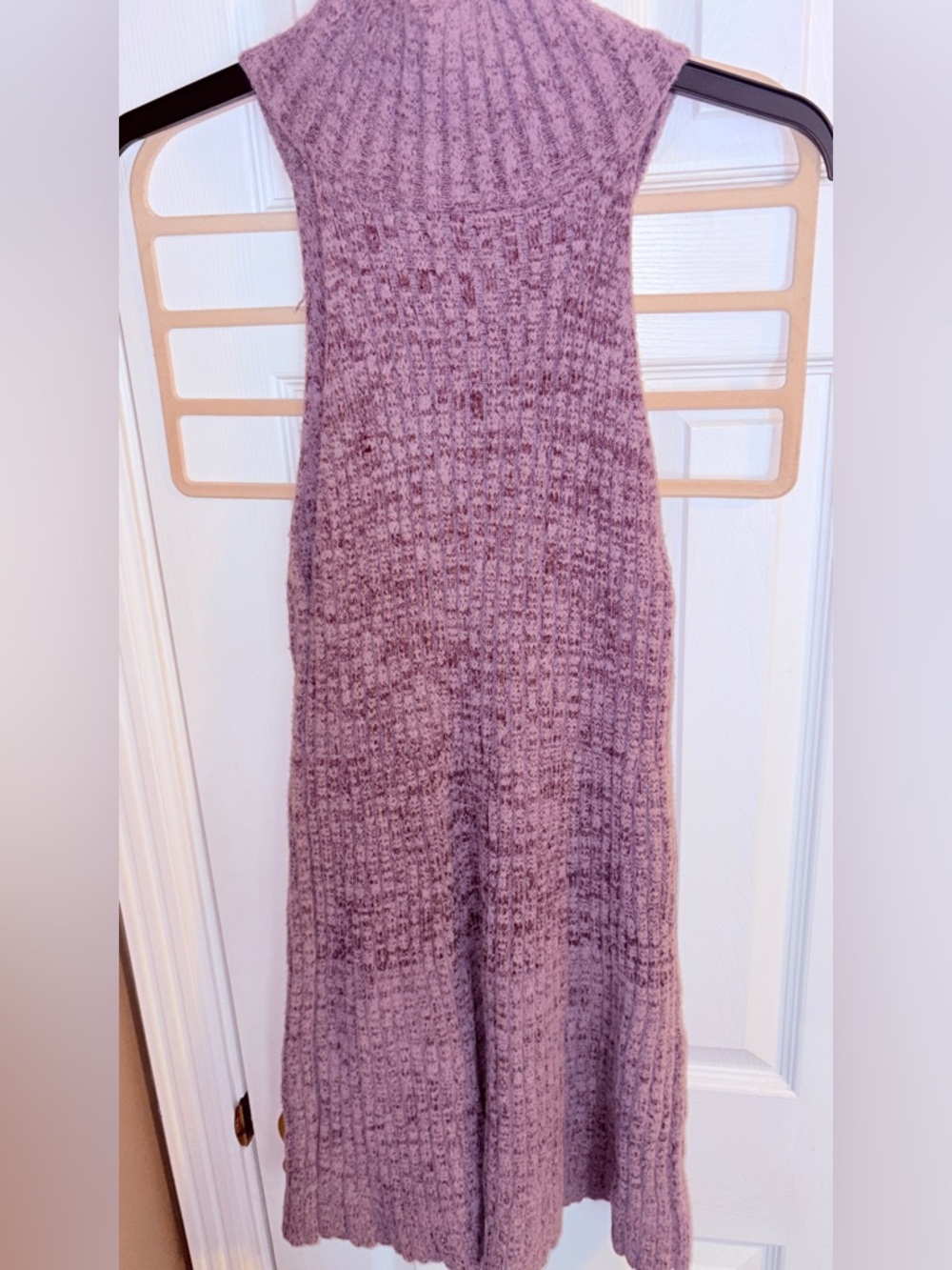 Free People Fuzzy Lavender Knit turtleneck sweater sleeveless dress size large